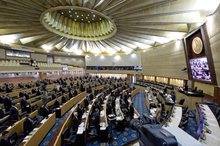 Members of the National Legislative Assembly attend the first meeting at Parliament, in Bangkok,Thailand, 8 August 2014, PORNCHAI KITTIWONGSAKUL/AFP via Getty Images