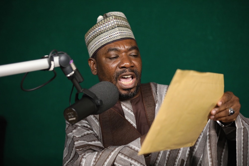 Host Ahmed Isah speaks during the Brekete Family Program, where listeners hope to share their problems over the airwaves, in Abuja, Nigeria, 20 November 2019, KOLA SULAIMON/AFP via Getty Images