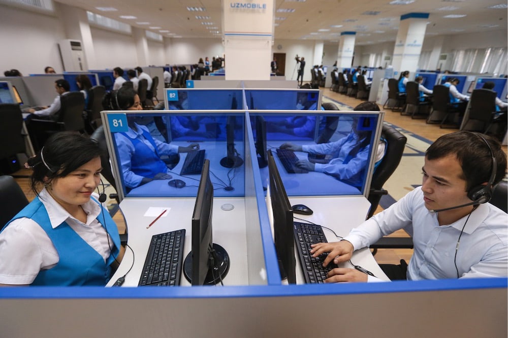 Employees at a call center provide information to people who visit the prime minister's website, at the offices of the telecommunication company Uztelecom. Tashkent, Uzbekistan, 1 December 2016, Valery SharifulinTASS via Getty Images