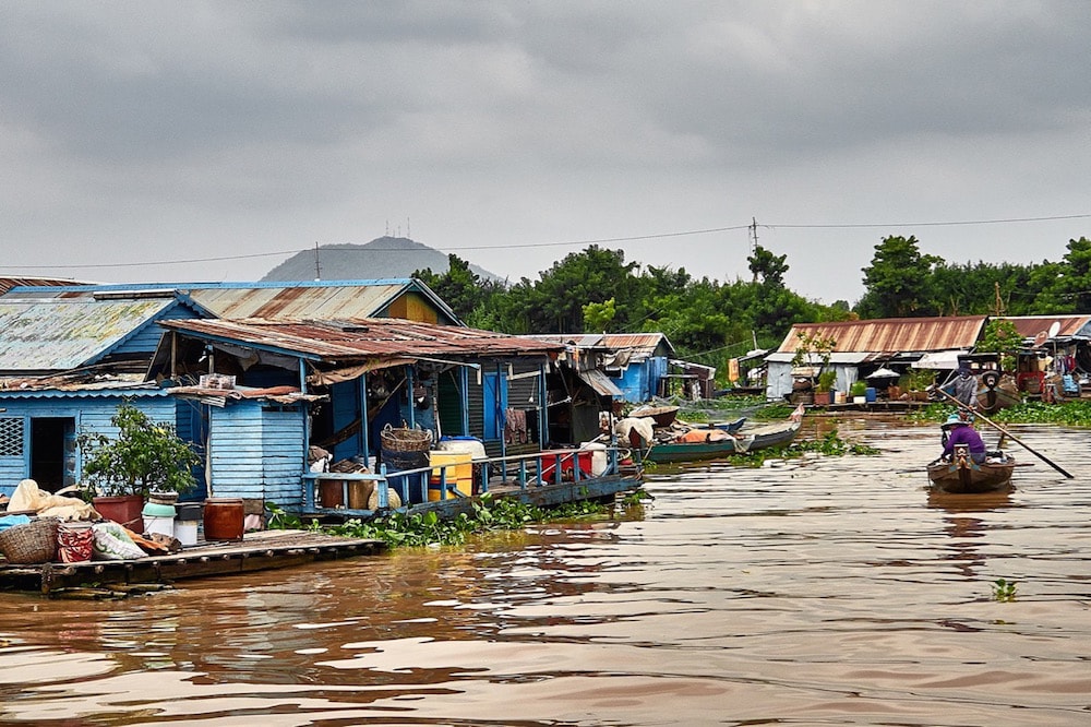 Fish farms and traditional floating villages on the Tonle Sap River, Cambodia, 26 March 2018, Mahaux Charles/AGF/Universal Images Group via Getty Images