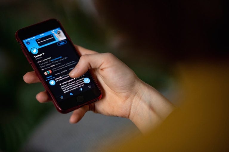 The Twitter app is seen on a smartphone, Berlin, Germany, 24 April 2021. In Nigeria, access to the service has been blocked due to a government directive. Fabian Sommer/picture alliance via Getty Images