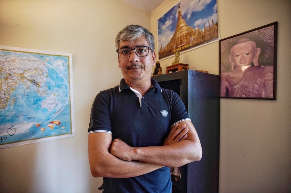 Journalist and US citizen Nathan Maung poses for photos during an interview with AFP in Fairfax, Virginia, 2 July 2021, after his release from prison in Myanmar and his deportation to the United States. AGNES BUN/AFP via Getty Images