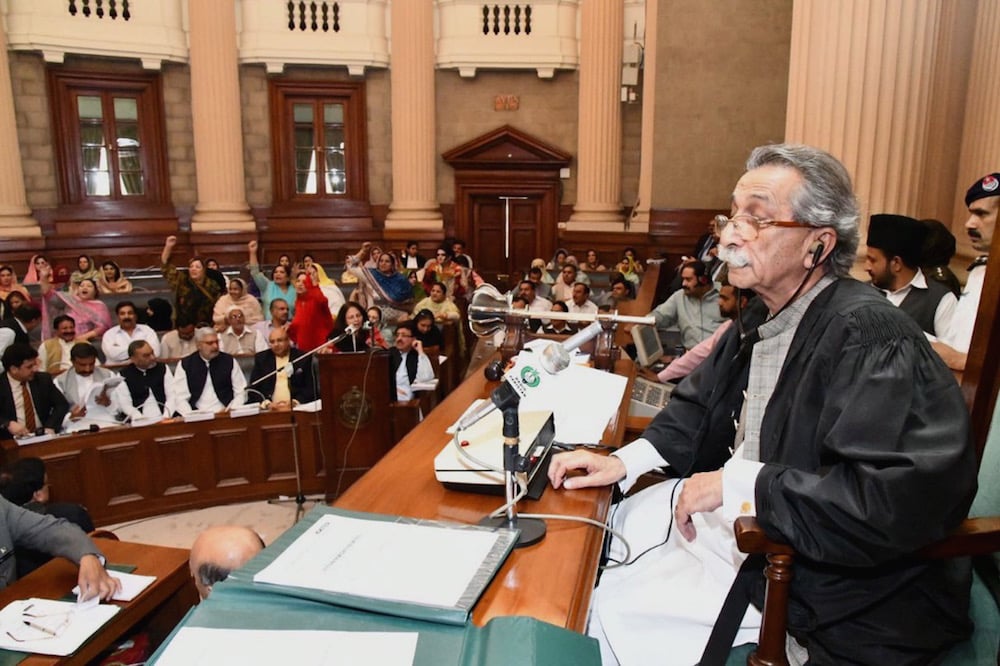 A view of the Punjab Assembly in Lahore, Pakistan as the provincial budget is discussed, 14 May 2018, Rana Sajid Hussain/Pacific Press/LightRocket via Getty Images