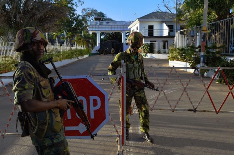 ECOWAS (Economic Community of West African States) soldiers guard the Statehouse in Banjul, The Gambia, 24 January 2017, CARL DE SOUZA/AFP via Getty Images