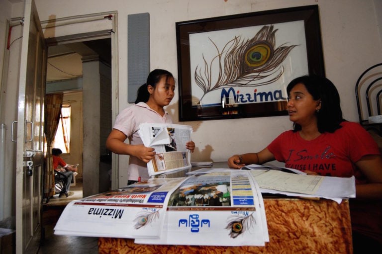 The offices of Mizzima, then run in exile from a flat in Vikaspuri, New Delhi, India, 28 July 2010, Pradeep Gaur/Mint via Getty Images