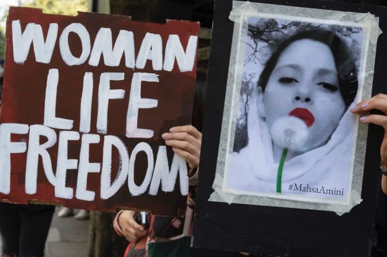 Protest At Iranian Embassy Following Death of Mahsa Amini